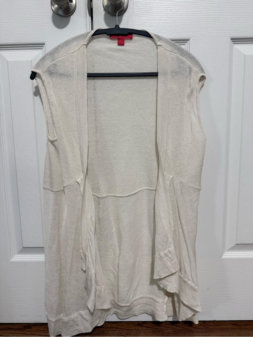 Women’s Open-Front Cream Sleeveless Cardigan